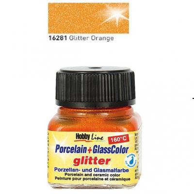 საღებავი კერამიკის+მინის გლიტერით C-Kreul HOBBY LINE 20მლ Glitter Orange (160 გრად. გამოსაწვავი) 162