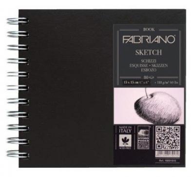 ქაღალდის ბლოკი ზამბ. FABRIANO BLACK DRAWING 15*15სმ. 80ფ. 110გრ.  28001515