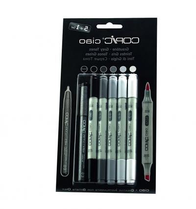 მარკერი BrushPen COPIC Ciao ნაკრებში 5+1 Grey 22075554