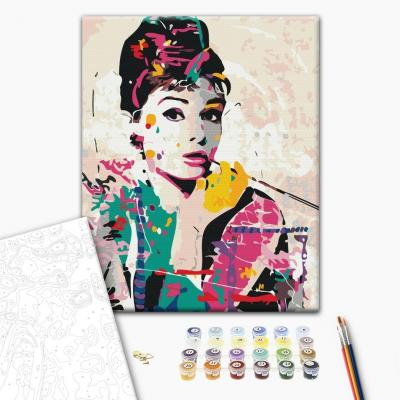 გასაფერადებელი ნომრებით Brushme BS4598 Audrey Hepburn  40*50სმ. ტილო ჩარჩოზე, აკრილის საღებავი, ფუნჯები /ნაკრები/