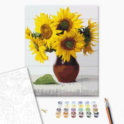 გასაფერადებელი ნომრებით BrushMe BS52541 The sun is flowers 40*50სმ. ტილო ჩარჩოზე, აკრილის საღებავი, ფუნჯები /ნაკრები/