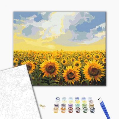 გასაფერადებელი ნომრებით BrushMe BS135 sunflower field 40*50სმ. ტილო ჩარჩოზე, აკრილის საღებავი, ფუნჯები /ნაკრები/