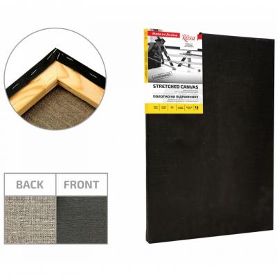ტილო ჩარჩოზე ROSA GPA3795060 50x60სმ large grain  Black აკრილის გრუნტით linen 