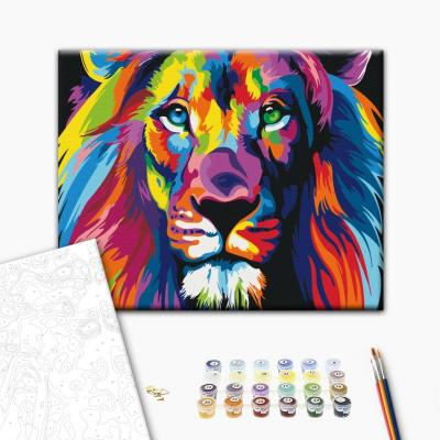 გასაფერადებელი ნომრებით BrushMe BS8999 rainbow lion 40*50სმ. ტილო ჩარჩოზე, აკრილის საღებავი, ფუნჯები /ნაკრები/