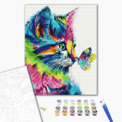 გასაფერადებელი ნომრებით BrushMe BS31326 Cat in paint 40*50სმ. ტილო ჩარჩოზე, აკრილის საღებავი, ფუნჯები /ნაკრები/
