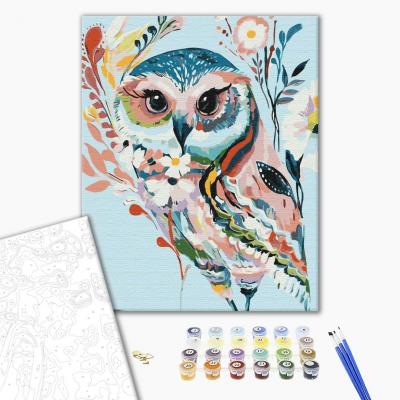 გასაფერადებელი ნომრებით BrushMe BS51958 Painted owl 40*50სმ. ტილო ჩარჩოზე, აკრილის საღებავი, ფუნჯები /ნაკრები/