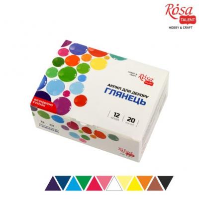საღებავი აკრილის დეკორ. ROSA TALENT 90747258 ნაკრები 12*20მლ Glossy