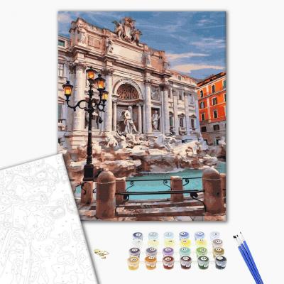 გასაფერადებელი ნომრებით BrushMe BS29709 Trevi Fountain Rome 40*50სმ. ტილო ჩარჩოზე, აკრილის საღებავი, ფუნჯები /ნაკრები/