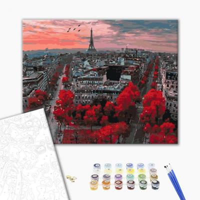 გასაფერადებელი ნომრებით BrushMe BS4887 Scarlet colors of Paris 40*50სმ. ტილო ჩარჩოზე, აკრილის საღებავი, ფუნჯები /ნაკრები/