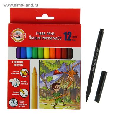 ფლომასტერი Koh-i-noor 771002AB08KS 12ფ. ცხოველები, მუყ. კოლ.