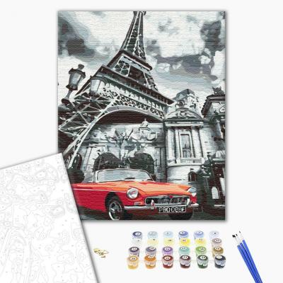 გასაფერადებელი ნომრებით BrushMe BS51606 Red color of Paris 40*50სმ. ტილო ჩარჩოზე, აკრილის საღებავი, ფუნჯები /ნაკრები/