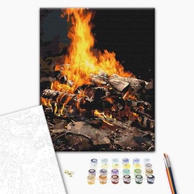გასაფერადებელი ნომრებით BrushMe BS21741 Bonfire 40*50სმ. ტილო ჩარჩოზე, აკრილის საღებავი, ფუნჯები /ნაკრები/