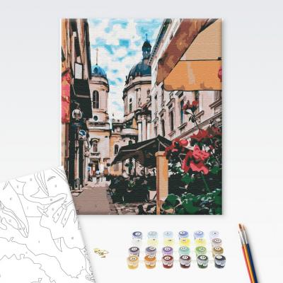 გასაფერადებელი ნომრებით BrushMe BS29486 Lviv street 40*50სმ. ტილო ჩარჩოზე, აკრილის საღებავი, ფუნჯები /ნაკრები/