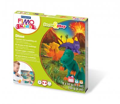პოლიმერული თიხა STAEDTLER FIMO kids 42გრ.ნაკრები Dino 8034 07 LZ