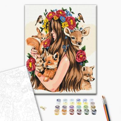 გასაფერადებელი ნომრებით BrushMe BS53746 The protector of animals 40*50სმ. ტილო ჩარჩოზე, აკრილის საღებავი, ფუნჯები /ნაკრები/