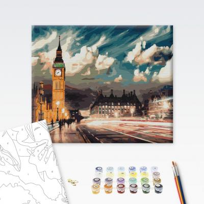 გასაფერადებელი ნომრებით BrushMe BS22077 Twilight over London 40*50სმ. ტილო ჩარჩოზე, აკრილის საღებავი, ფუნჯები /ნაკრები/