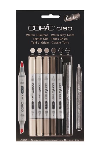 მარკერი BrushPen COPIC Ciao ნაკრებში 5+1 Warm Grey 22075565